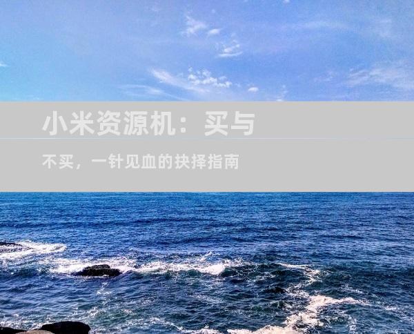 小米资源机：买与不买，一针见血的抉择指南